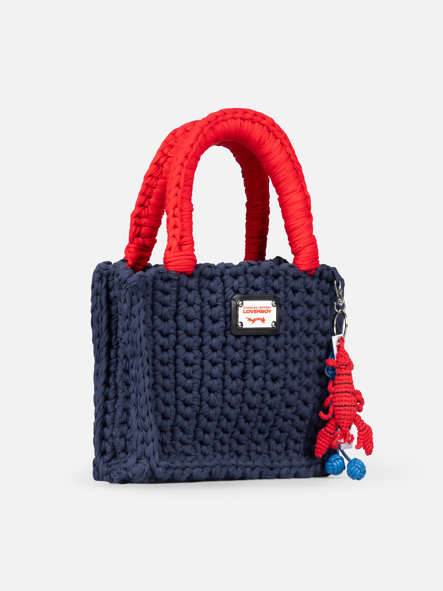 BUCKET BAG WITH LOBSTER CHARM in NAVY RED - Image 2
