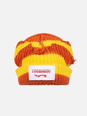 CHUNKY EARS BEANIE in YELLOW ORANGE STRIPE