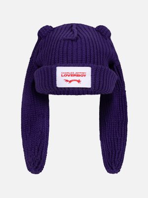 CHUNKY RABBIT BEANIE in PURPLE