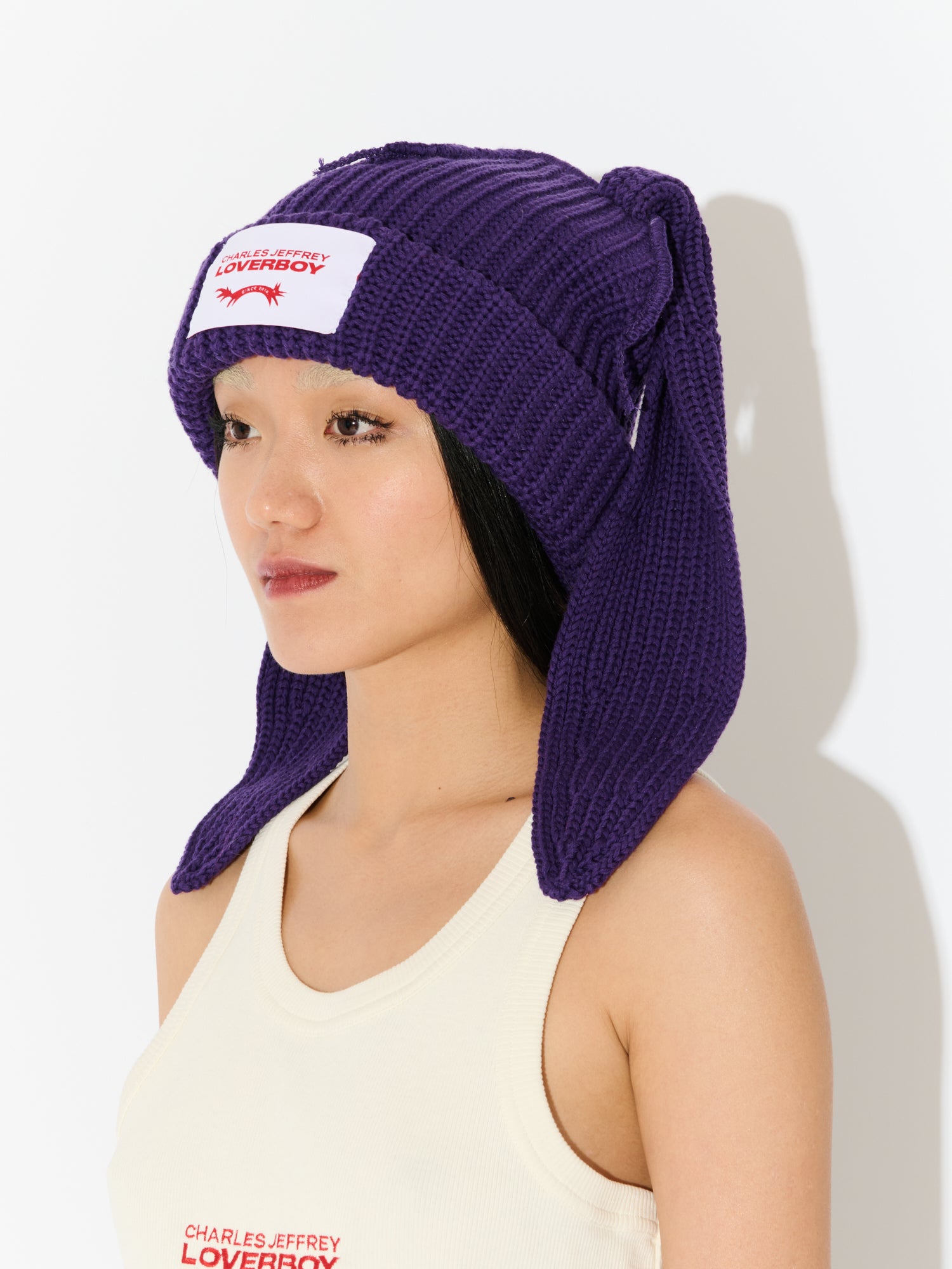 CHUNKY RABBIT BEANIE in PURPLE - Image 4