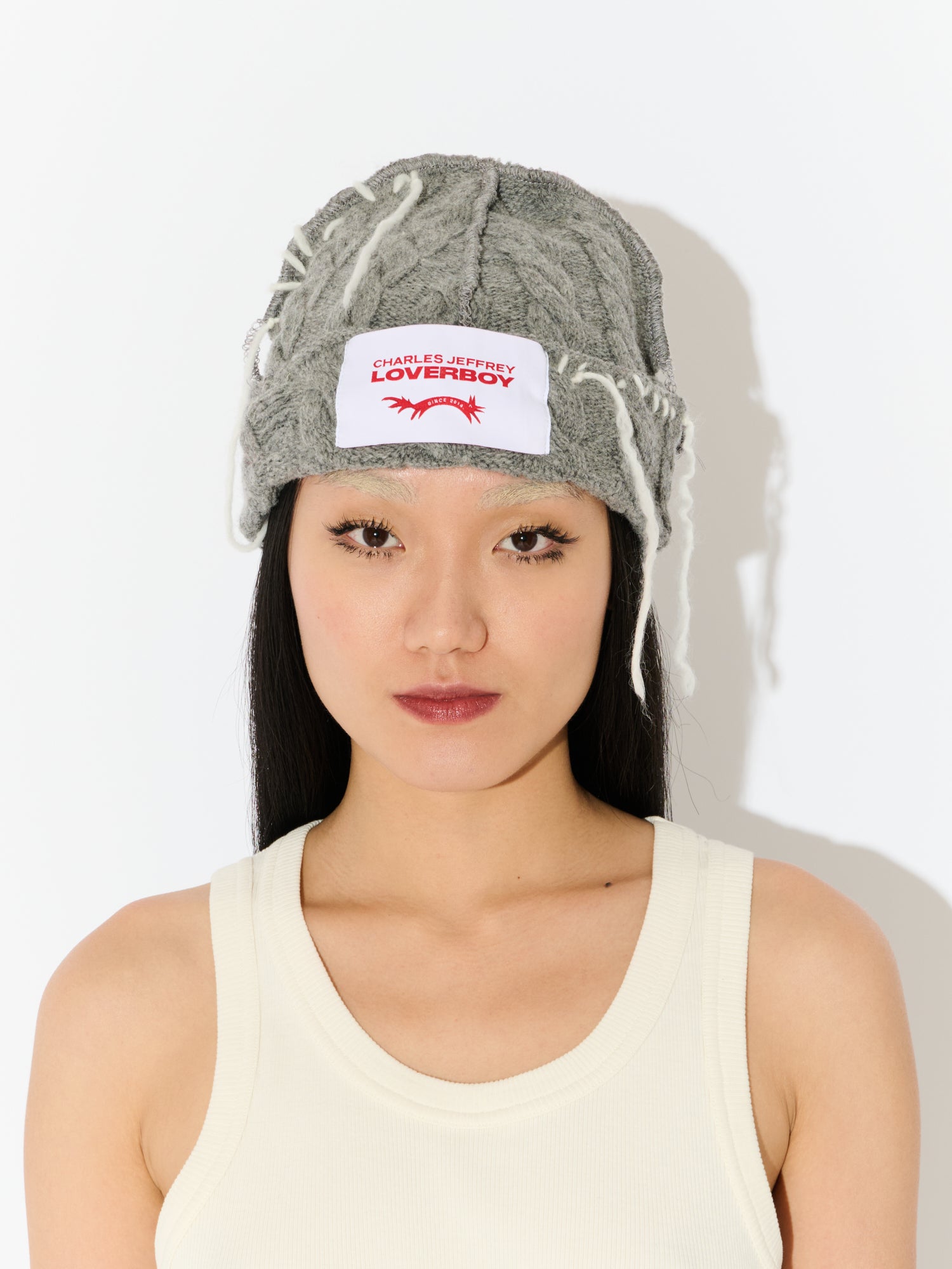 LOVERBOY CABLE BEANIE in GREY - Image 3