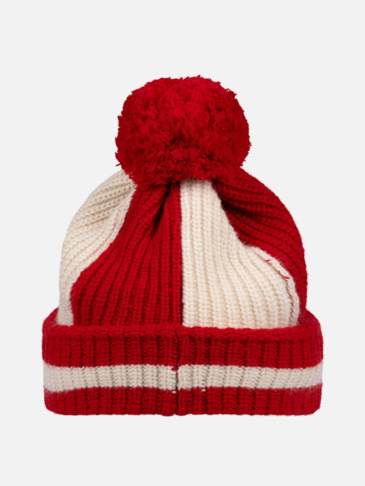 POMPOM BEANIE in RED ECRU - Image 2