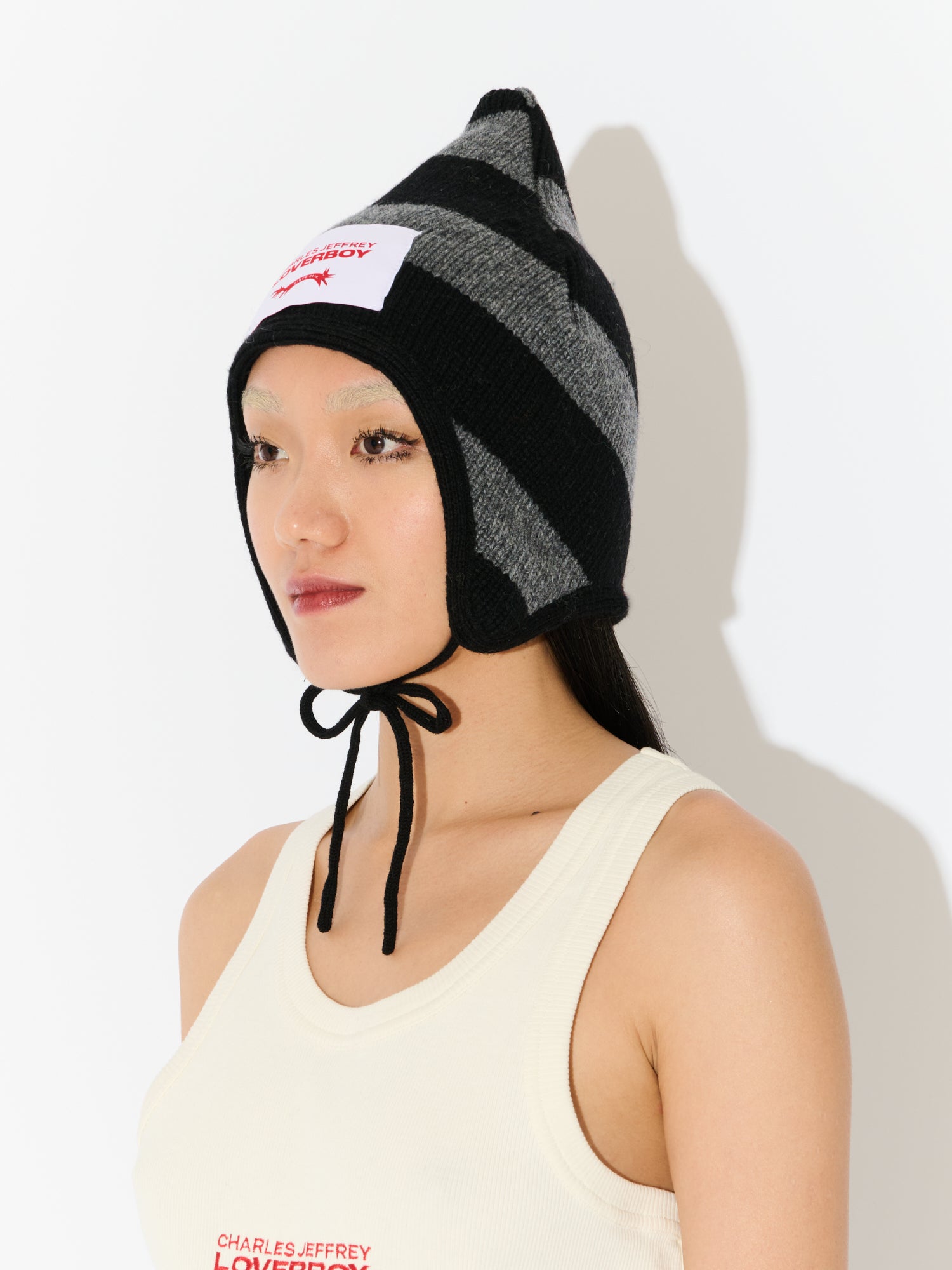 SPIKE BONNET in BLACK GREY STRIPE - Image 4