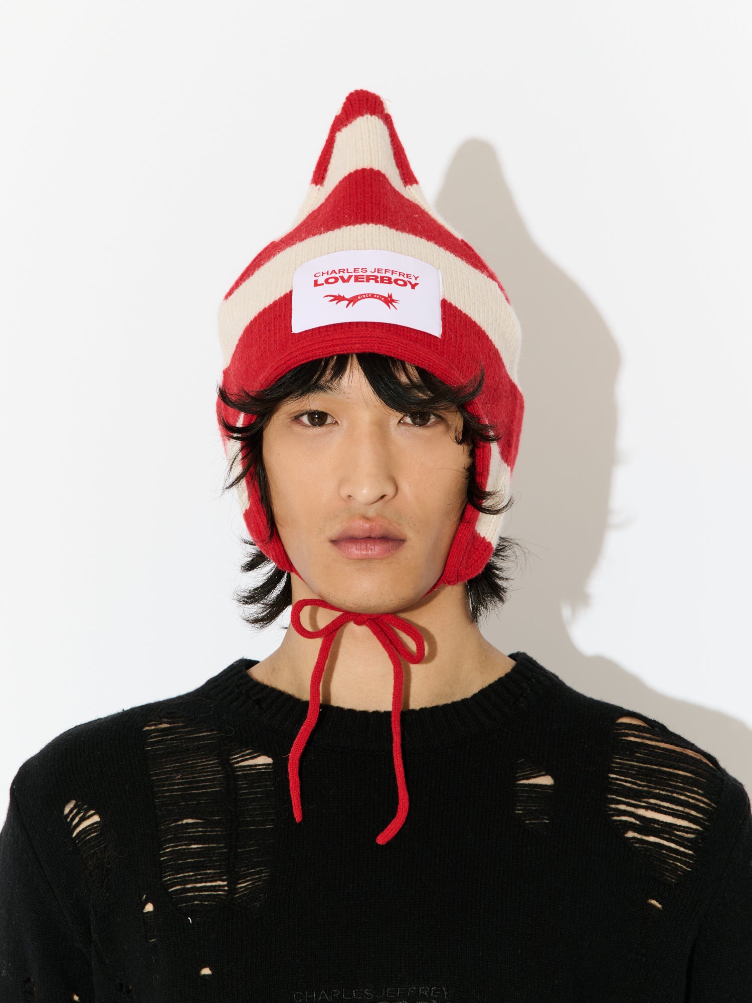 SPIKE BONNET in RED ECRU STRIPE - Image 3