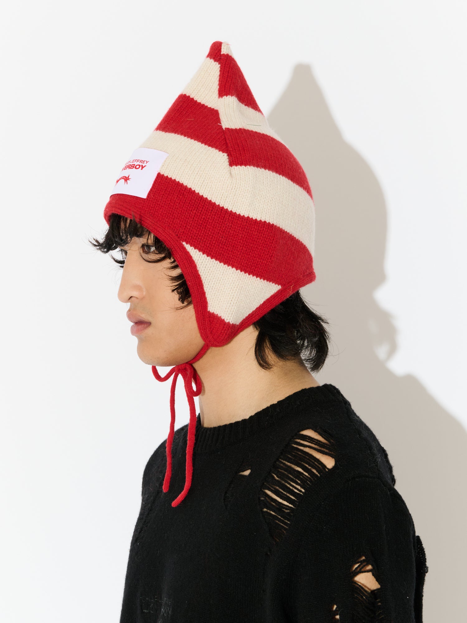 SPIKE BONNET in RED ECRU STRIPE - Image 4