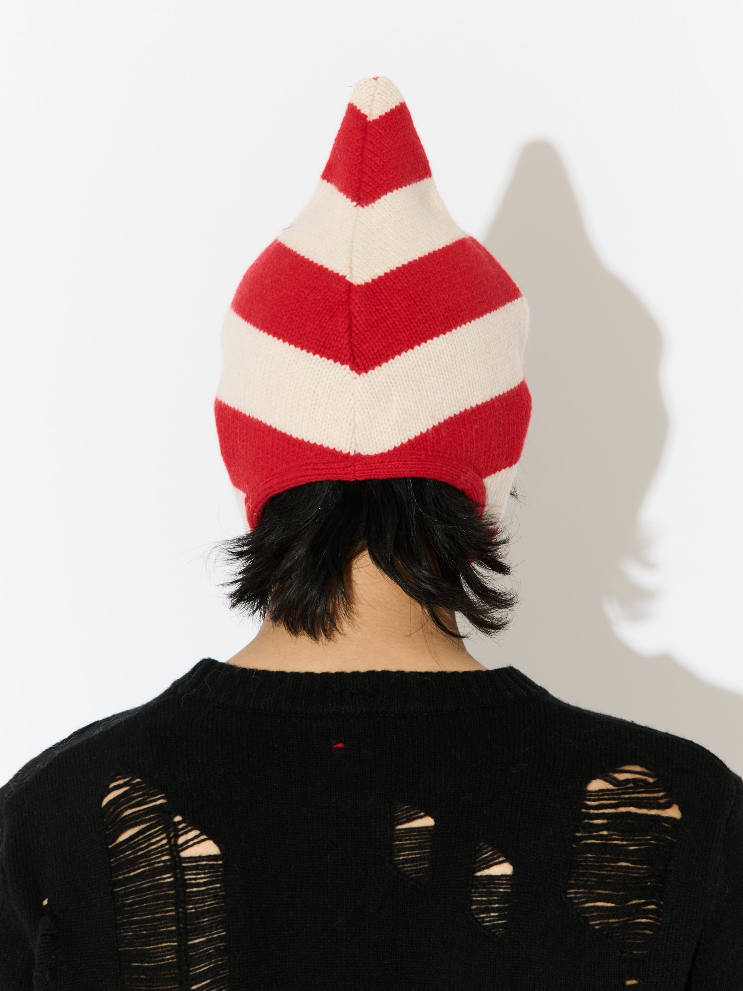 SPIKE BONNET in RED ECRU STRIPE - Image 5