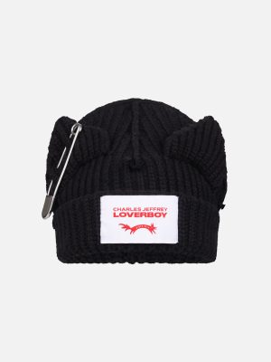 CHUNKY PUNK EARS BEANIE in BLACK