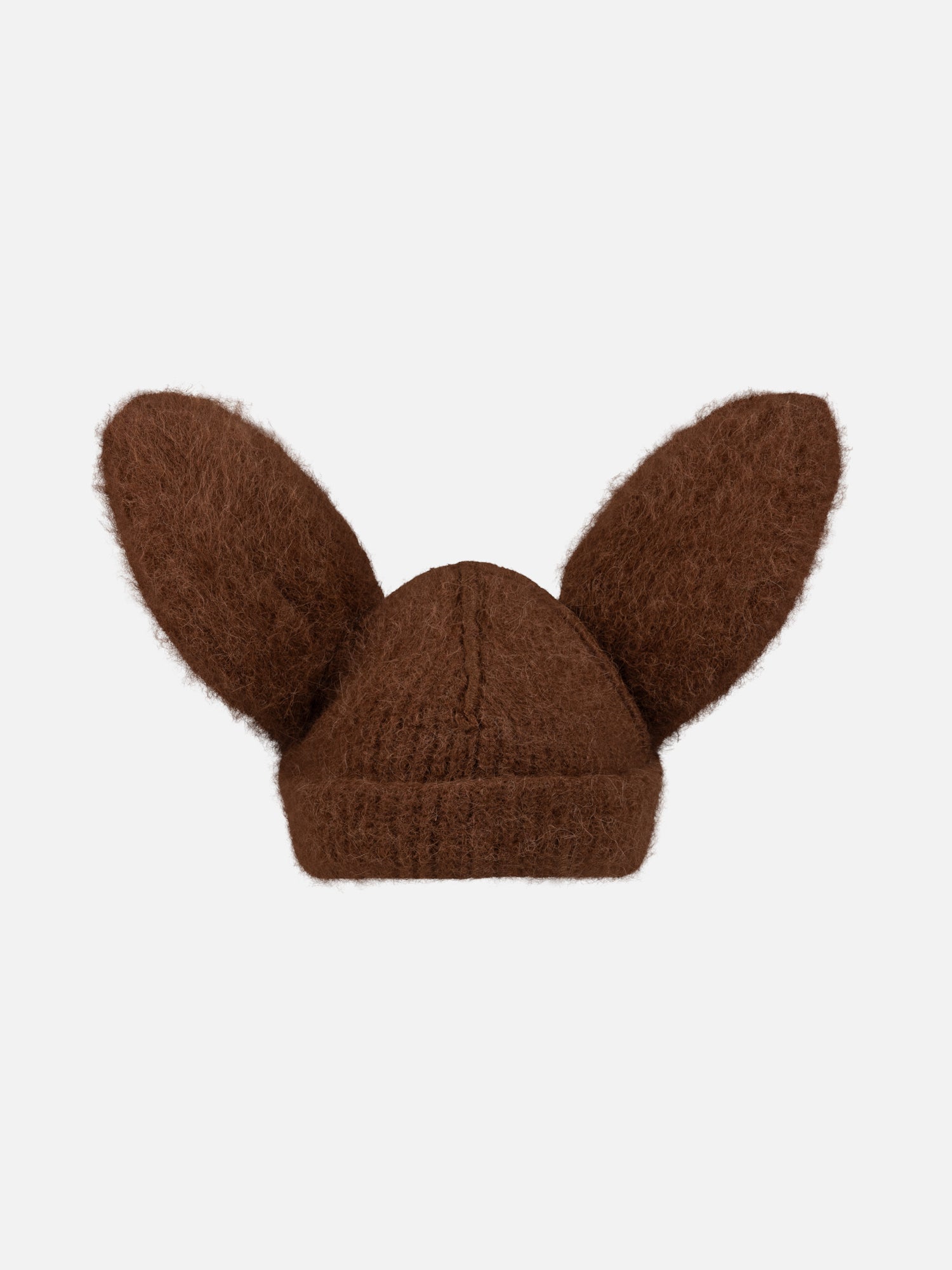 ARTISANAL RABBIT BEANIE in BROWN PINK - Image 2
