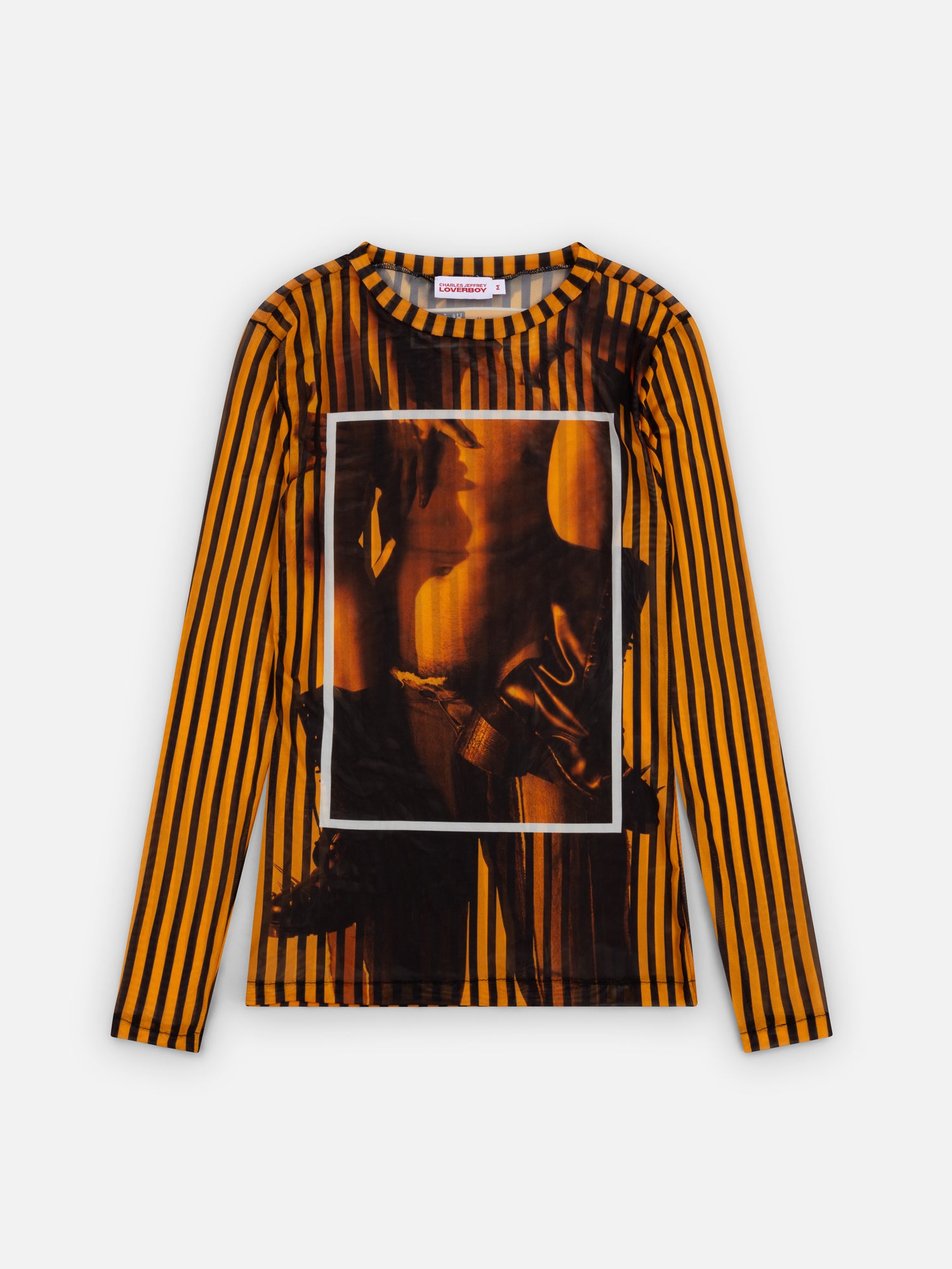 POWERMESH LONG SLEEVE TEE in ORANGE BLACK - Image 8