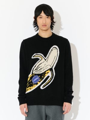 GRAPHIC JUMPER in BLACK YELLOW BANANA