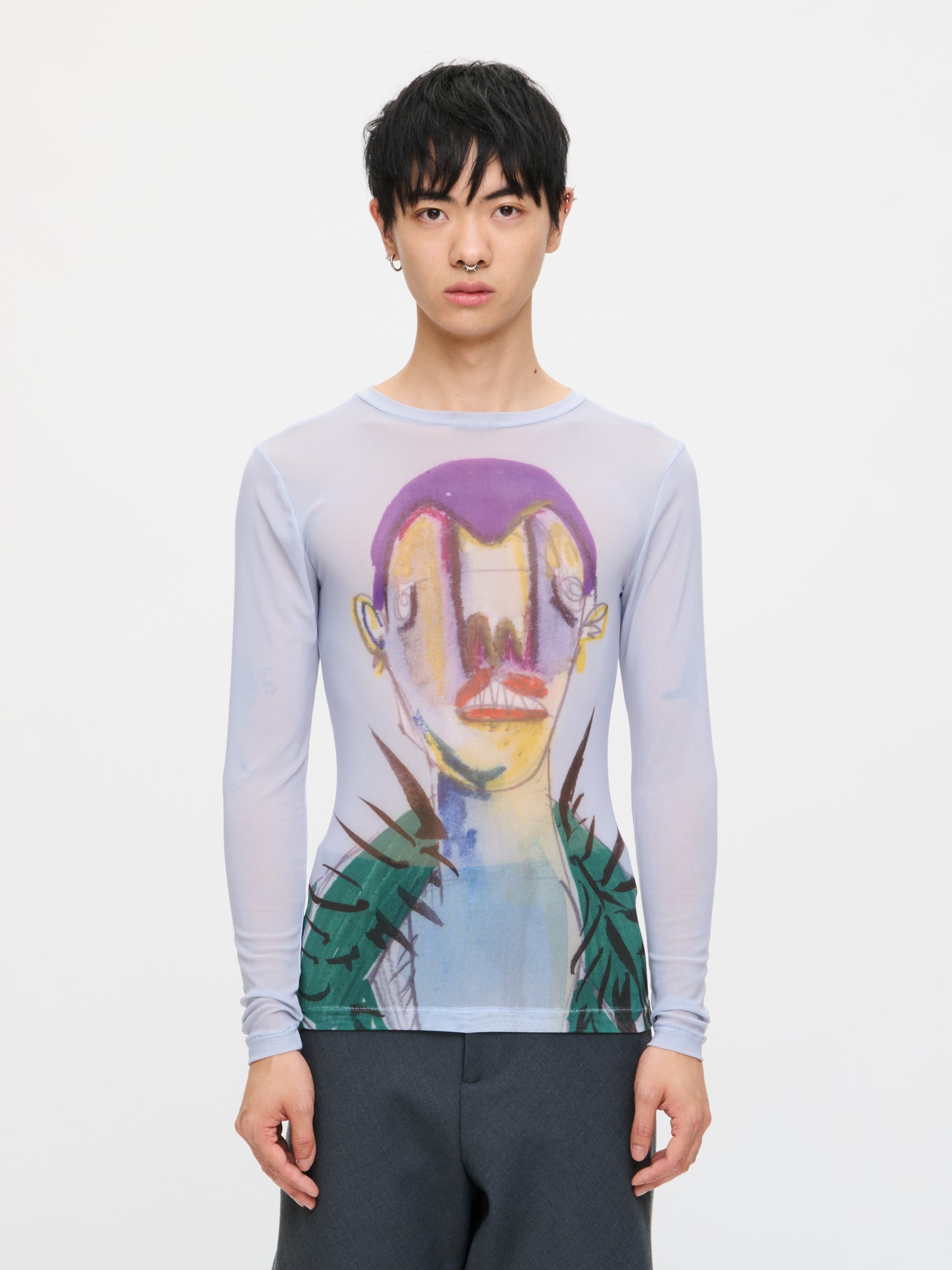 POWERMESH LONG SLEEVE TEE in BABY BLUE