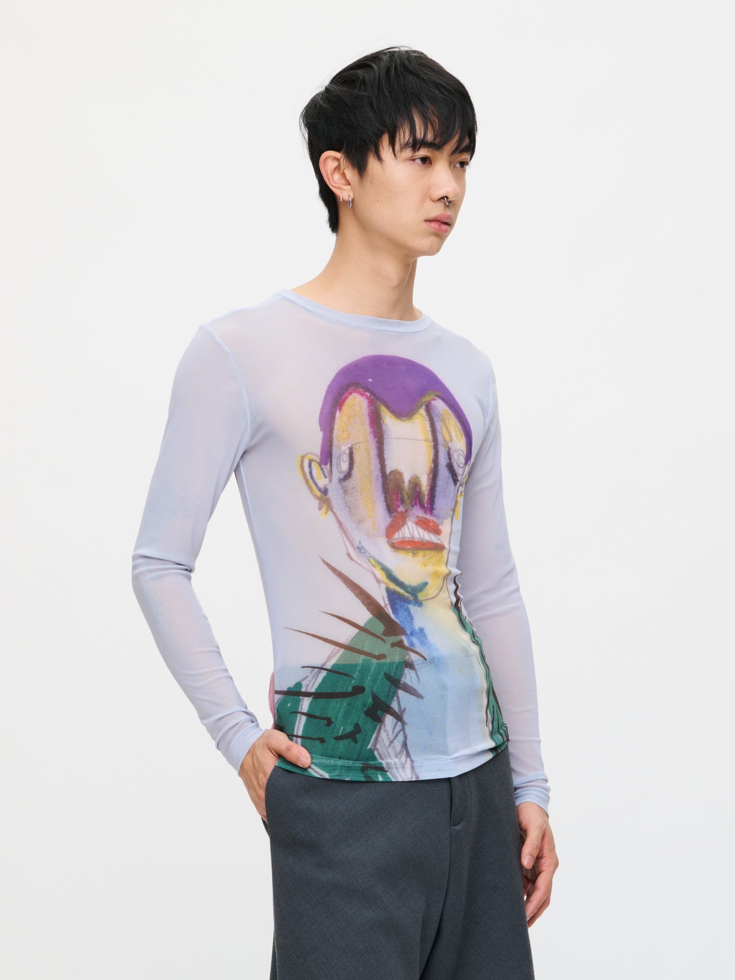 POWERMESH LONG SLEEVE TEE in BABY BLUE - Image 2