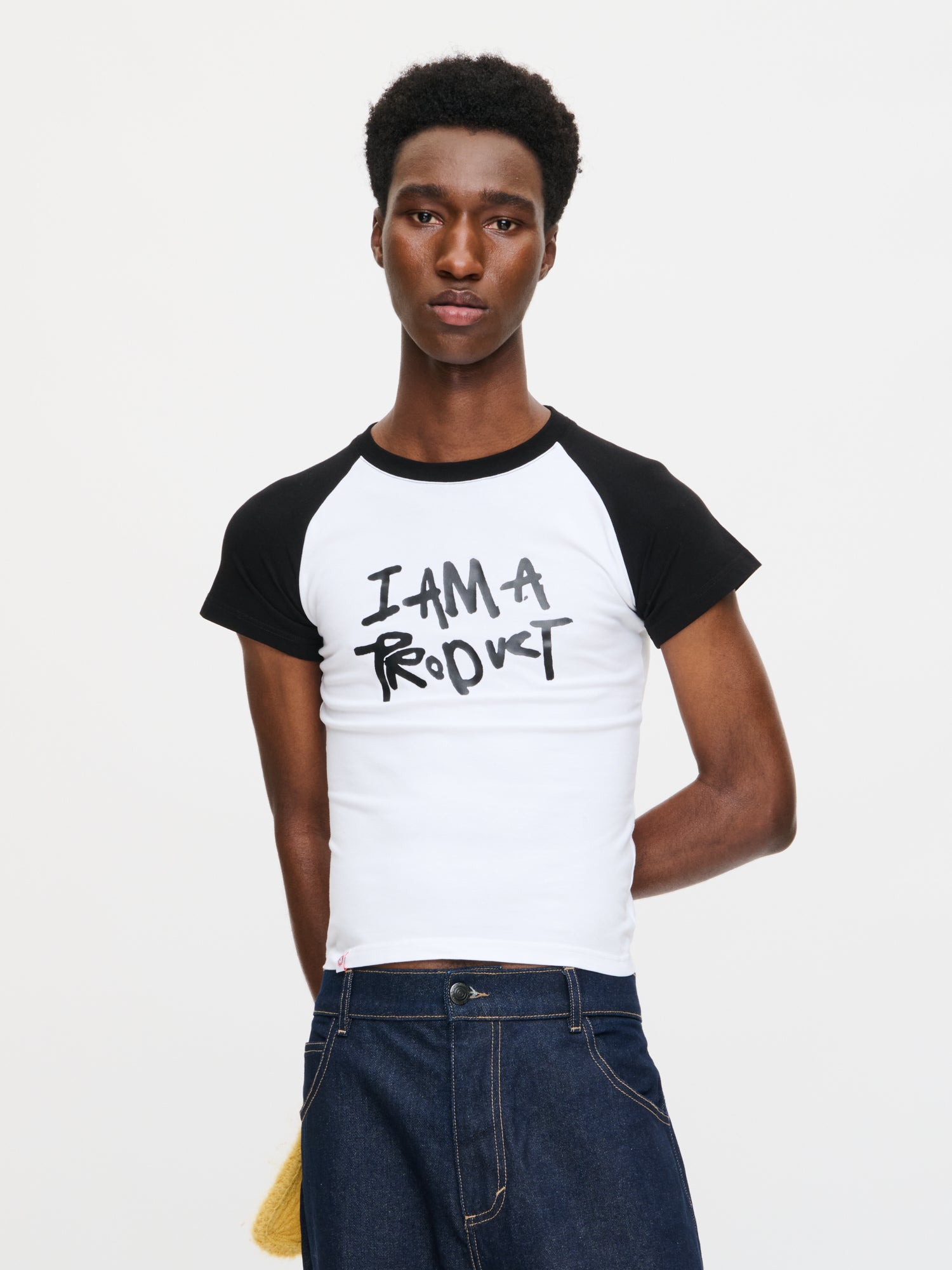 GRAPHIC BABY RAGLAN TEE in WHITE BLACK