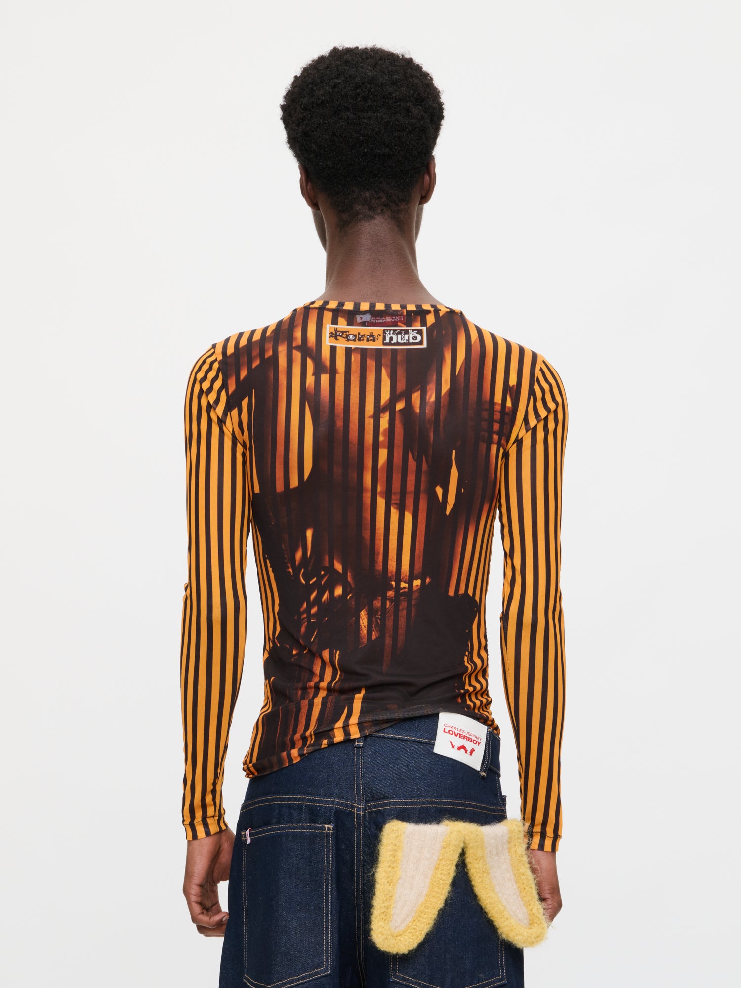 POWERMESH LONG SLEEVE TEE in ORANGE BLACK - Image 3