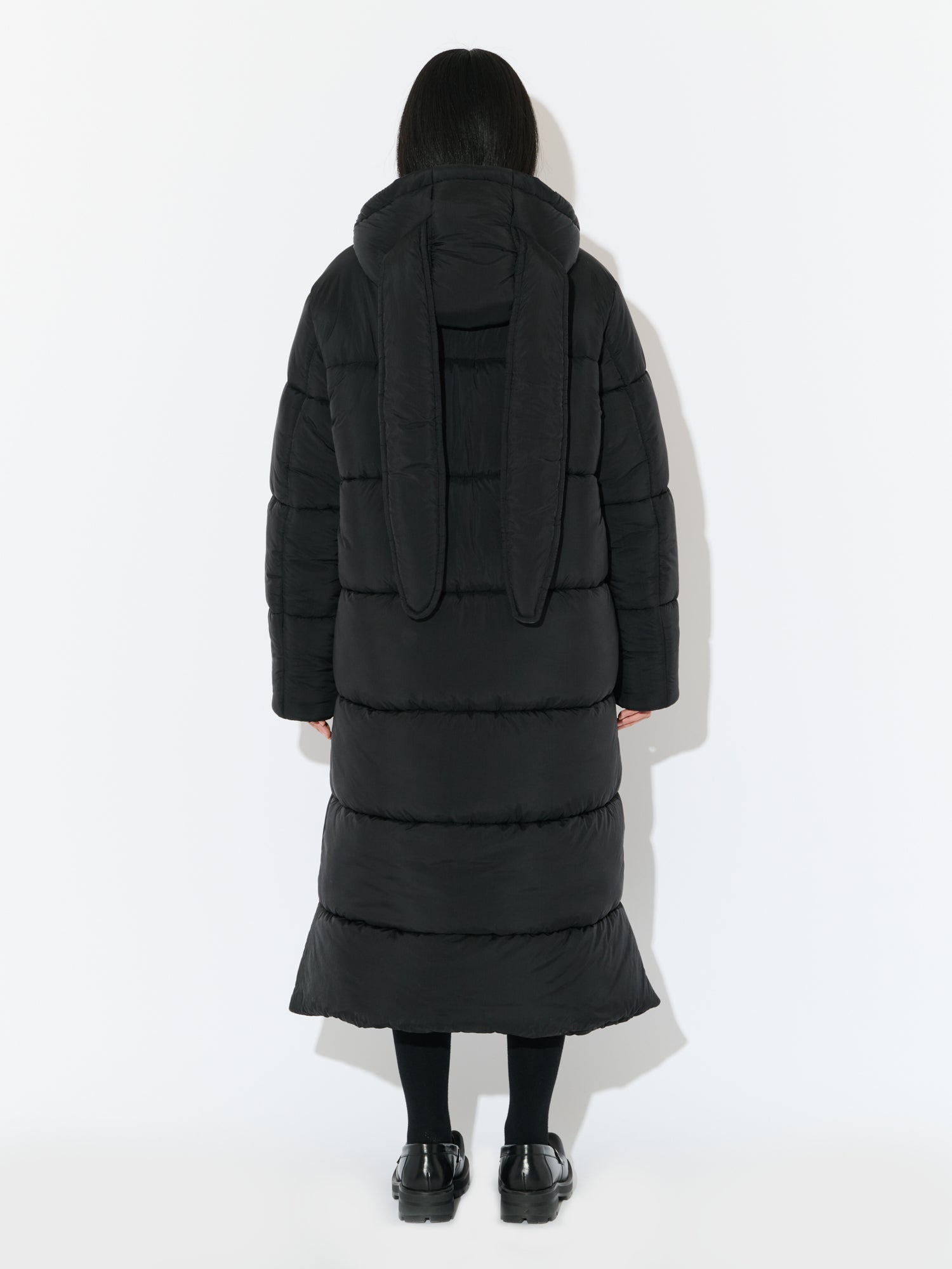 LONG BUNNY PUFFER JACKET in BLACK - Image 6