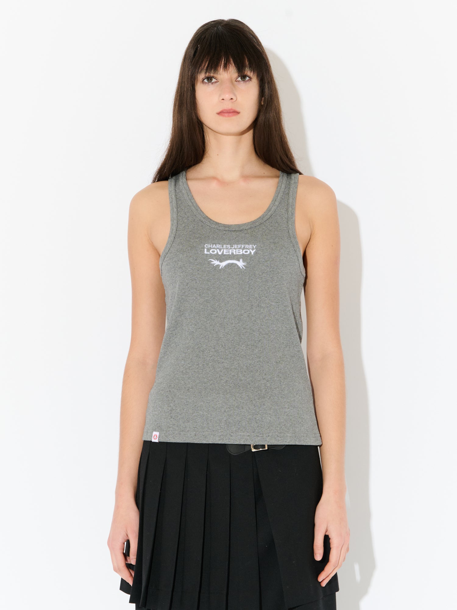 LOGO TANK TOP in GREY MARL WHITE - Image 3