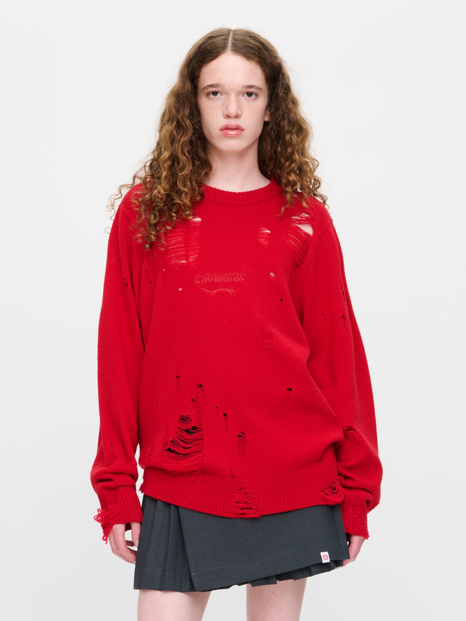 DISTRESSED LOGO JUMPER in RED - Image 4
